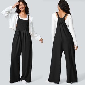 NWT HALARA Adjustable Strap Button Multiple Pockets Waffle Casual Overalls